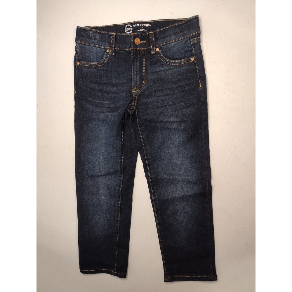 Wonder Nation Boys Slim Straight‎ Dark Wash Denim Jeans Size 6 Indigo Blue